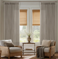 Latitude Run&reg; 2 Panels 50" x 90" Thick Linen Fabric Memory Trained Pinch Pleated Solid Farmhouse And Modern Rustic Curtains for Dining Living Room bedroom New $99