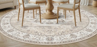 Bungalow Rose 7 ft. Round Washable Entryway Rug: Farmhouse Kitchen Hallway Rug Wide Soft Water Resistant Floor Mat for Bathroom Nursery Non Slip Indoor Carpet for Living Room Bedroom Dining Room (Beige) $199