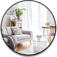 Itrue 36 Inch Black Round Mirror for Bathroom, HD Glass Circle Wall Mirror with Brushed Metal Anti-Rust Frame, Modern Decorative Mirror for Living Room, Bedroom, Entryway, Easy Install New In Box $299