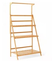 ANGELES HOME 3-Tier Natural Bamboo Wood Hanging Plant Stand with Height Adjustable Hanger Rod (28 in. H W x 56 in. H) $199