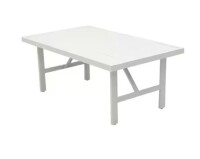 Cooper Springs White Square Metal Slatted Top Outdoor Dining Table New In Box $299