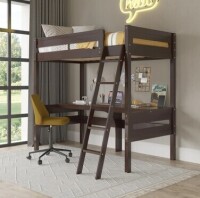DHP Harlan Wood Loft Bed with Ladder and Guard Rail - Twin (Espresso), New in Box $799