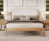 Spruce & Spring Luca White Wood Frame Queen Upholstered Platform Bed Mid-Century Modern Queen Bed Frame with Channel Tufting New in Box $799