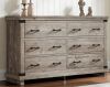 Gracie Oaks Quan 54"W Farmhouse 6-Drawer Wood Double Dresser with Specious Tabletop & Metal Decoration in Box $599