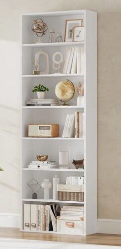 Zipcode Design Idlewild 82.5'' H Standard Bookcase, 7-Tier Open Bookcase, Home Library Bookcase White, New in Box $399