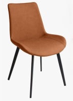 Corrigan Studio Josman Faux Leather Upholstered Dining Chair with Steel Legs in Brown New in Box $299