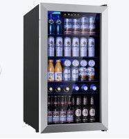 SIMZLIFE 17.3-in W 130 -Can Capacity Silver Freestanding Indoor Beverage Refrigerator with Glass Door New in Box $499