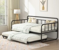 Ebern designs Twin Size Daybed And Trundle Bed Frame Set, Twin Metal Daybed Frame With Pull Out Trundle Bed, Black New in Box $399