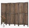 Gracie Oaks 67" Folding Room Divider Screen, 4/6 Panel 360&deg; Adjustable Privacy Screen with Solid Wood Frame, Fully Assembled Decorative Partition in Brown New in Box $399