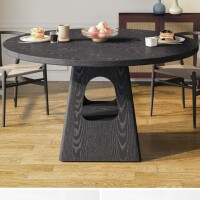 Latitude Run Round Farmhouse Dining Table with Storage Base (47", Seats 6) New in Box $499