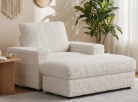 Latitude Run 42" Oversized Single Sofa with Storage Ottoman, Faux Fur Armchair with Cup Holder & Hidden Storage Arm, Deep Seat Reading Chair in Beige New in Box $799