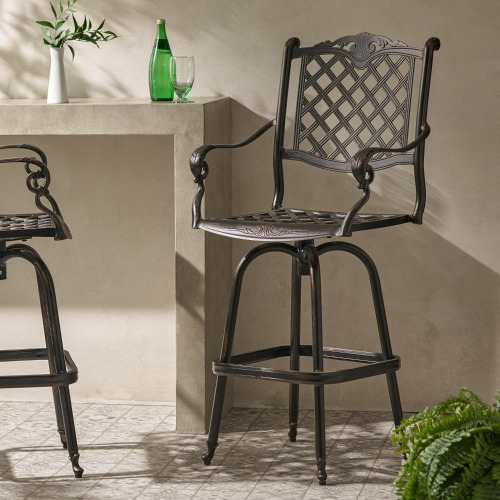 Gecheer CAST ALUMINUM BAR STOOL in Copper New in Box $599