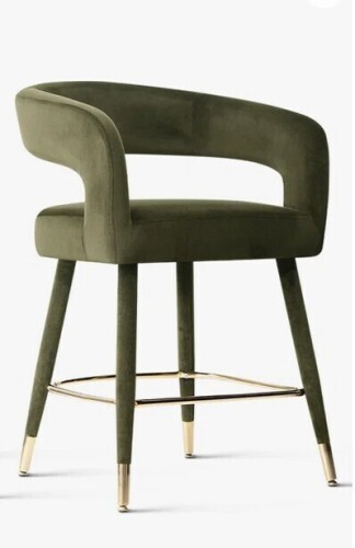 Wade Logan 24" Velvet Counter Height Bar Stools With Gold Footrest in Green New in Box $399