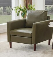 Ebern Designs Bobur 31.4''W Faux Leather Living Room Accent Chair in Olive Green in Box $599