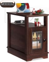 WLIVE Farmhouse End Table with Charging Station, Narrow Side Table with Storage, Small Nightstand with USB Ports and Outlets New in Box $299