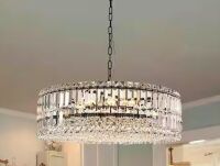 Edislive Orilliah Modern 8-Light Black Round Glass Crystal Chandelier for Kitchen Island Dinning Table Living Room-Style B New In Box $399