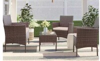 Tozey Brown 4-Pieces Wicker Outdoor Patio Furniture Sets Rattan Chair Wicker Set with Beige Cushion New in Box $599