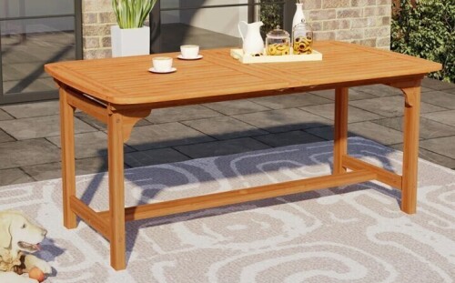 Wildon Home Tameyah Rectangular Acacia Extendable Outdoor Dining Table With Umbrella Hole , 94.5'' in. W 35.45'' in. D New in Box $699