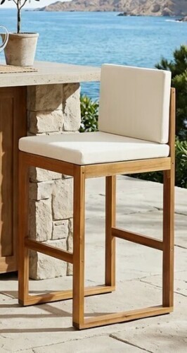 LArk Manor Imamuddin Patio 28" Seat Height Acacia Wood Bar Stools With Cushions New in Box $499