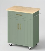 Ebern Designs Kitchen Island Cart With Storage,Rolling Side Table On Wheels With Worktop, Cabinet,Towel Rack And Drawers New in Box $299