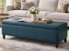 Wade Logan Asdrubale 50.3" Wide Faux Leather Upholstered Storage Bench in Peacock Blue New in Box $399