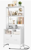 17 Stories Ezren 29.5" Wide 1 -Drawer File Cabinet with Lock & Charging Station New in Box $299