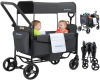 MOMFANN Wagon Stroller for 2 Kids, All-Terrain Foldable Baby Wagon, Gray | Adjustable Push & Pull Handle, 5-Point Harness, Removable Canopy, Footwell & Large Storage Bag New In Box $299