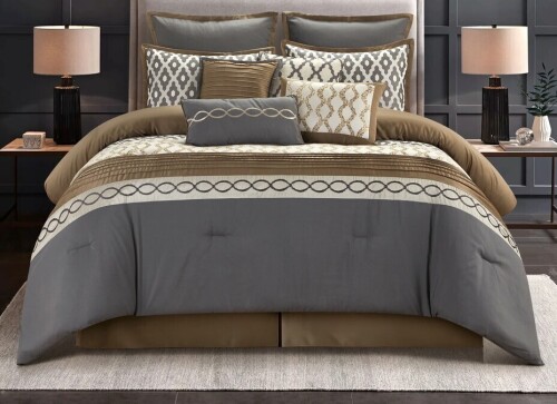 Nanshing America, Inc Caval 10 Piece King Size Jacquard Comforter Set New In Box $299