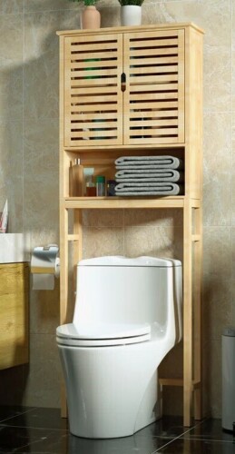 Bay Isle Home&trade; Donnell Bamboo Over-The-Toilet Storage Cabinet New In Box $199