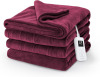 Sunbeam Electric Royal Luxe Microplush Heated Blanket, 12 Heat Settings, 12-Hour Auto Shut-Off, Fast Heating, Warm & Cozy, Machine Washable, Cabernet Color, Twin (84" x 62") New In Box $99