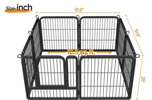 Alden Design 25" Tall 8 Panels Metal Dog Playpen Fence for Outdoor Indoor, Black New In Box $299