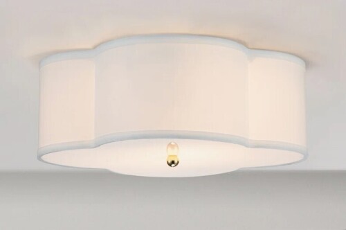 Etta Avenue&trade; Teen Alice 2-Light 17"W Dimmable White Fabric Flush Mount New In Box $299