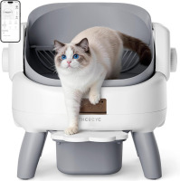 Thereye Automatic Litter Box with Entry Step, Open-Top Self Cleaning Litter Box, 11 Safety Protections & App Control, Odor Control Smart Cat Litter Box with Trash Bags/Litter Mat New In Box $299