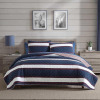Nautica - Twin 2-Piece Quilt Set, Super Soft Reversible Bedding with Matching Sham, Striped Home Decor (Wesley Navy, Twin) New In Box $99