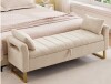 Mercer41 66"W Upholstered Teddy Bedroom Storage Bench End of Bed King Size with Gold Legs, Curverd Armrest and 2 Pillows New in Box $499