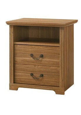 Vaczon - Rustic Nightstand with Open Shelf and 2 Drawers - Walnut New in Box $299