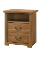 Vaczon - Rustic Nightstand with Open Shelf and 2 Drawers - Walnut New in Box $299