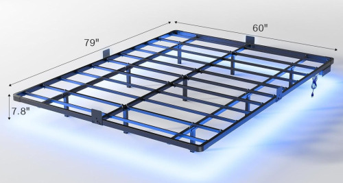 OLEVS Floating Bed Frame Queen Size with Smart LED Lights and Charging Station - Modern Metal Platform Bed, Easy Assembly No Box Spring Needed | Queen Metal Platform Bed Frame with Smart LED, Charging Port, Teen Modern Floating Bed, No Box Spring Needed, 