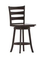Flash Furniture Liesel Commercial Grade Wooden Classic Ladderback Swivel Counter Height Barstool with Solid Wood Seat, Gray Wash Walnut New in Box $299