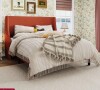Mercury Row Bowdoin Queen Modern Linen Upholstered Wingback Platform Bed with Wooden Slats in Burnt Orange New in Box $1199