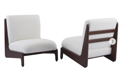 English Elm Scott Living Moda Accent Chair White Cushion Matte Black Wood Frame - Walnut New Open Box $499