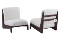 English Elm Scott Living Moda Accent Chair White Cushion Matte Black Wood Frame - Walnut NEw in Box $499