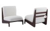 English Elm Scott Living Moda Accent Chair White Cushion Matte Black Wood Frame - Walnut New Open Box $499