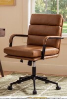 AllModern Anagrace Leather Upholstered Swivel Tilt Task Office Chair in Camel New in Box $499