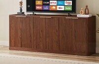 George Oliver Modern Wavy Sideboard With Curved Contour, 6-Door Storage Cabinet in Walnut New in Box $599