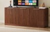 George Oliver Modern Wavy Sideboard With Curved Contour, 6-Door Storage Cabinet in Walnut New in Box $599