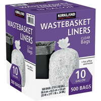 Kirkland Signature 10 Gallon Clear Wastebasket Liner, 500 Count / Simply Essential 2 Gallon Trash Can Liners, 60 Count New In Box Assorted