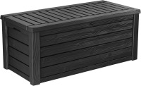 Keter Westwood 150 Gal Outdoor Storage Box for Patio and Pool Accessories | Grey, Resin, Large, Weatherproof, Lockable, Hydraulic Pistons, Easy Assembly, Organization, Patio Cushions Storage $299