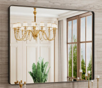 Ebern Designs 30" x 40" Corvetta Aluminum Framed Rectangle Bathroom Mirror, Vanity Mirror with Tempered Glass New In Box $299