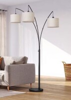 EDISHINE 83 in. Beige Finish 3-Light Smart Dimmable E26 Tree Floor Lamp for Living Room with Linen Drum Shade New In Box $299